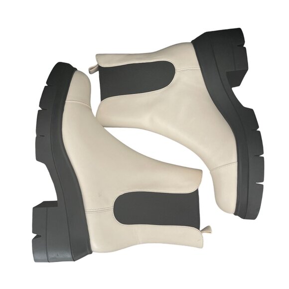 Stuart Weitzman Norah Chelsea Cream Leather Platform Boots, Size 10C WORN ONCE - Picture 7 of 10